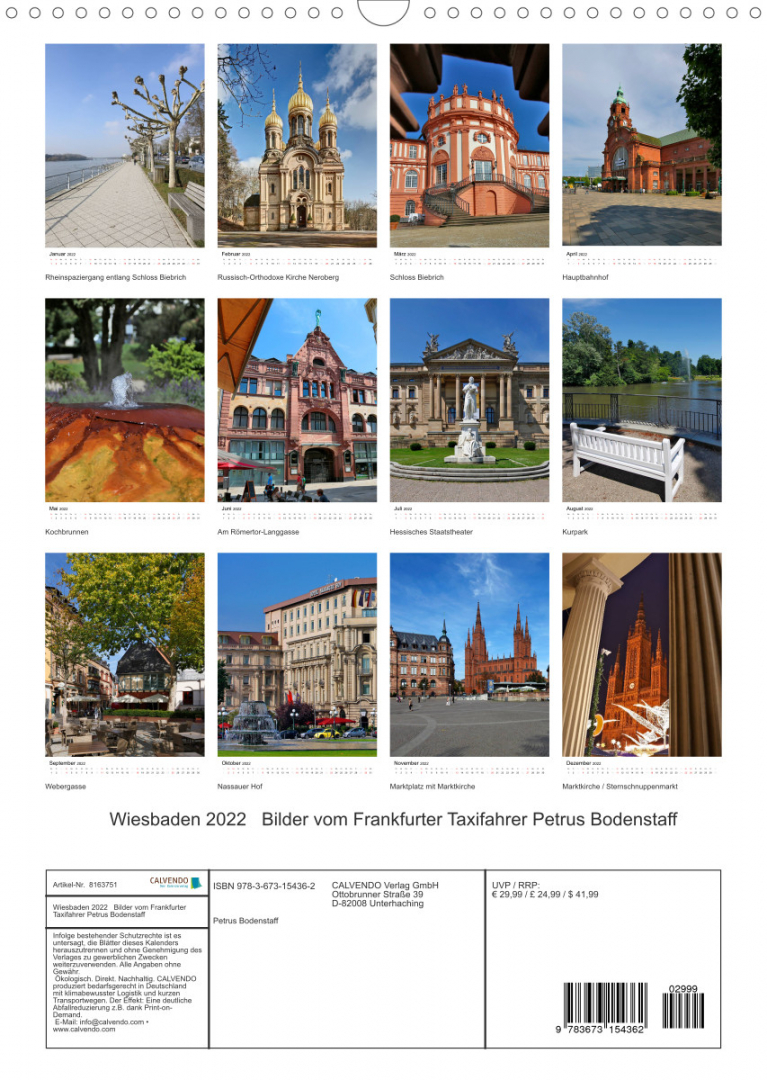 Wiesbaden Kalender 2022 Bilder vom Frankfurter Taxifahrer Petrus