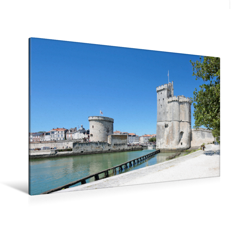 Tour de la Chaîne, Tour Saint-Nicolas de La Rochelle (Premium Textil-Leinwand, Bild auf Keilrahmen)
