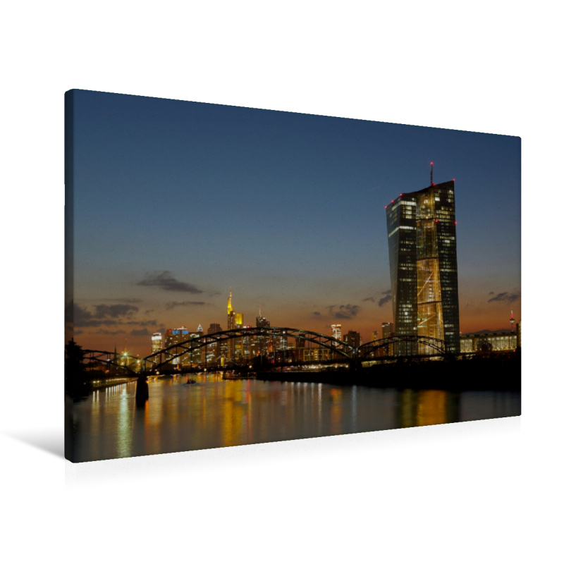 Ein Motiv aus dem Kalender Frankfurt Skyline von Petrus Bodenstaff (Premium Textil-Leinwand, Bild auf Keilrahmen)