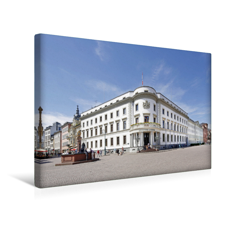 Hessischer Landtag (Premium Textil-Leinwand, Bild auf Keilrahmen)