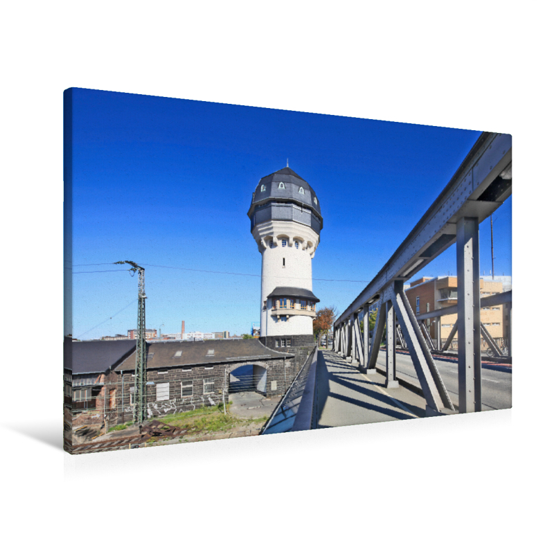 Wasserturm Darmstadt (Premium Textil-Leinwand, Bild auf Keilrahmen)